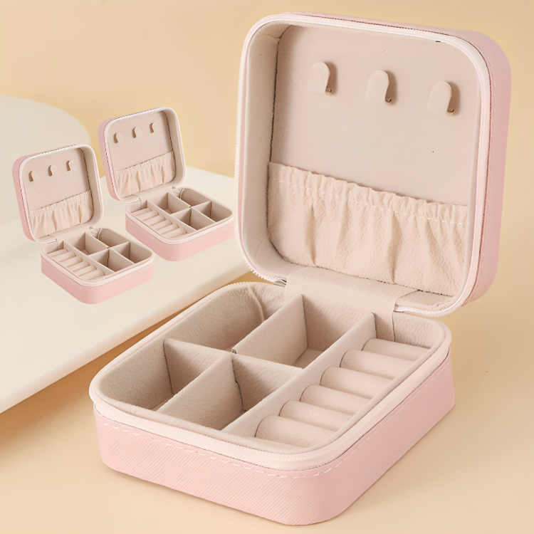 Ameria™ Travel Jewelry Case – Portable Leather Organizer