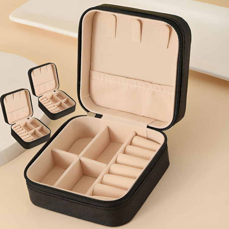 Ameria™ Travel Jewelry Case – Portable Leather Organizer